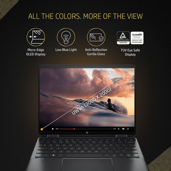 HP Spectre x360 2-In-1 Core i7-1255U Laptop OLED Touch 13-EF0053TU(13.5"/16GB/512GB SSD/Win 11)-Nightfall Black