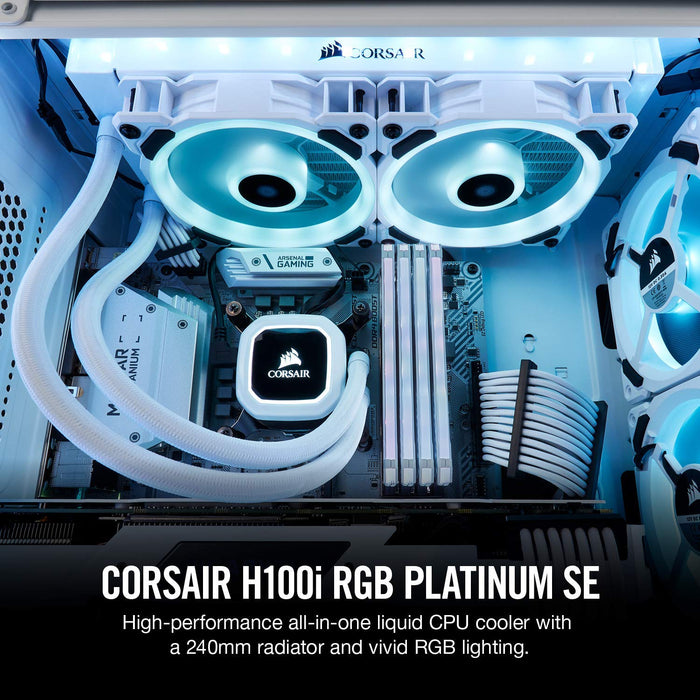Corsair H100i RGB Platinum SE 240MM RADIATOR, DUAL 120MM LL SERIES PWM FANS, RGB LIGHTING WITH SOFTWARE, LIQUID CPU COOLER