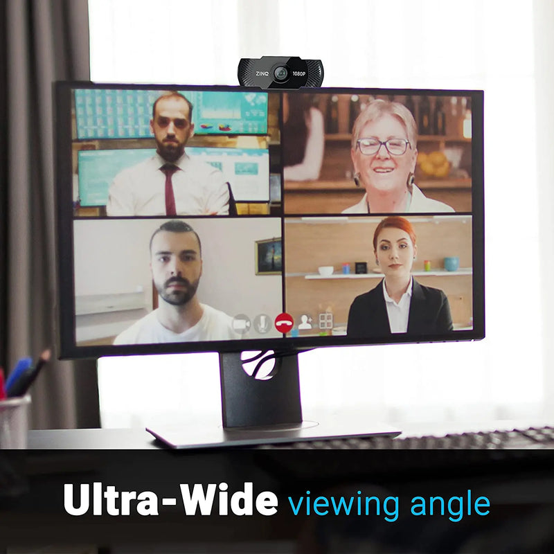 Zinq Full HD 1080P 2.1 Megapixel 30 FPS USB Webcam With Built-In Mic-Black(Open Box/Renewed) ZINQ Technologies