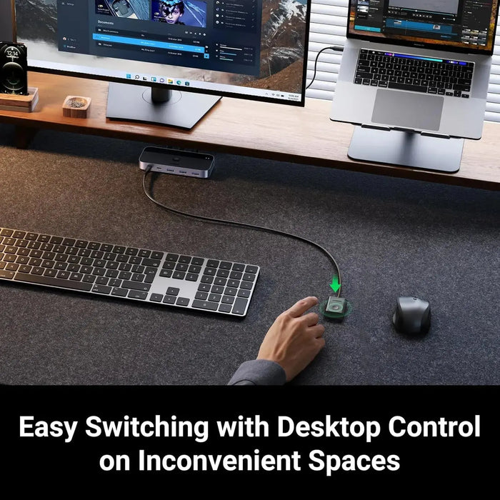 UGREEN USB 3.0 Switch 2 Computer Sharing USB C A Device 4 Port Switcher Keyboard Mouse Printer 2 USB3.0 Cable Remote (15705) Ugreen