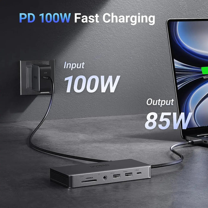 UGREEN 11 In 1 USB C Hub Dual HDMI Docking Station, Dual 4K@60Hz Single 8K@30Hz, 10 Gbps USB Port, PD 100W, 1Gbps Ethernet, Card Reader(15965/Open Box)) TeckPot