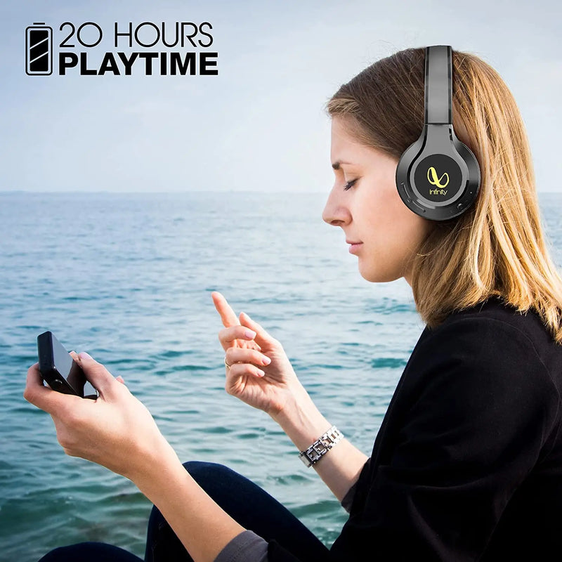 Infinity Tranz 700 On Ear Wireless Headphone With Mic( Quick Charge, Deep Bass, Dual Equalizer, Bluetooth5.0)Black Infinity