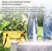 HOTO 20V Cordless Power Washer Pro, Portable Power Cleaner, USB-C Rechargeable, 5-in-1 Nozzle, 2.5Ah Battery, 290 Psi for Washing Car/Fence/Floor Cleaning/Watering (HTT0023GL / QWXCJ002)