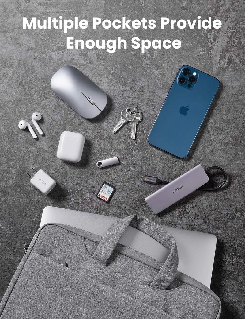 UGREEN 15.6 Inch Laptop and Tablet Case - Laptop Shoulder Bag Business Briefcase Laptop Bag - Compact Tablet Computer Carrying case with Accessory Storage Pockets Gray (30325) TeckPot