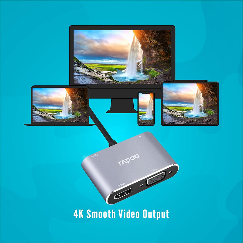 Rapoo XD30 4-in-1 USB-C Multifunction Adapter
