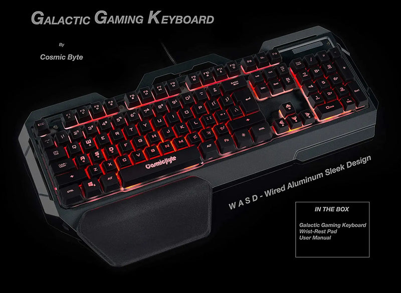 Cosmic Byte CB-GK-17 Galactic RGB Wired Gaming Keyboard With Aluminium Body-Black(Open Box) Cosmic Byte