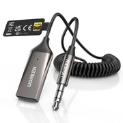 UGREEN BT525 85428 Bluetooth 6.0 LDAC car receiver with coiled AUX cable
