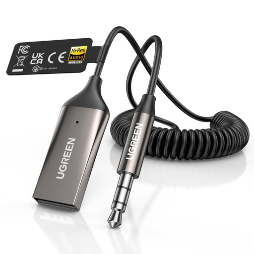 UGREEN BT525 85428 Bluetooth 6.0 LDAC car receiver with coiled AUX cable
