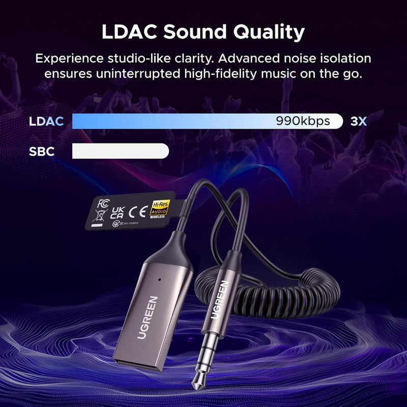 UGREEN BT525 85428 Bluetooth 6.0 LDAC car receiver LDAC sound quality