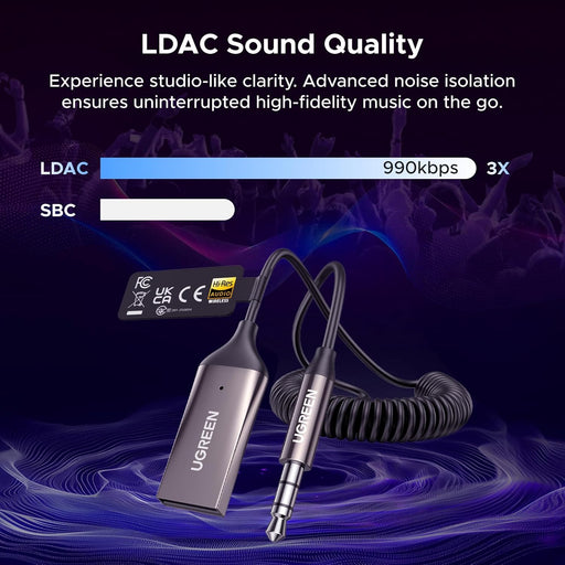 UGREEN BT525 85428 Bluetooth 6.0 LDAC car receiver LDAC sound quality