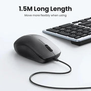 GREEN USB Wired Optical Mouse 3 Button 1200DPI 1.5M Cable Computer Mouse Laptop Desktop PC Gaming Office Mouse 90789 Ugreen