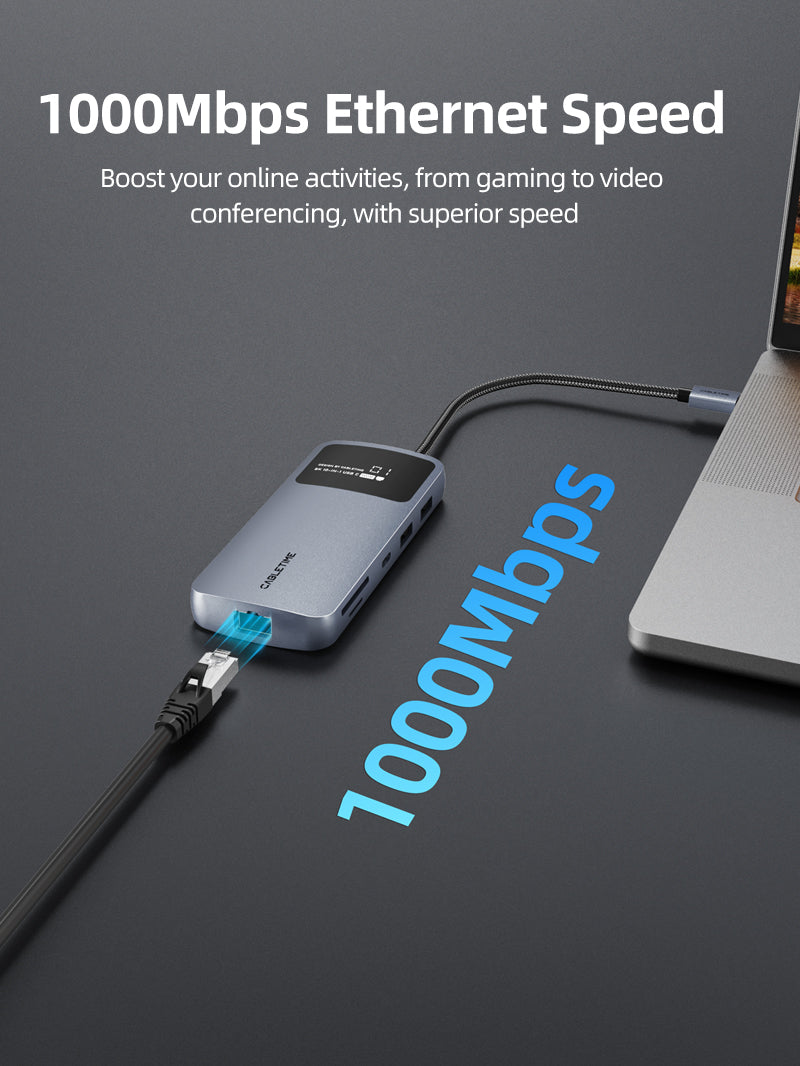 CABLETIME 10-in-1 USB-C Hub Multiport Adapter with 4K60Hz HDMI & Ethernet