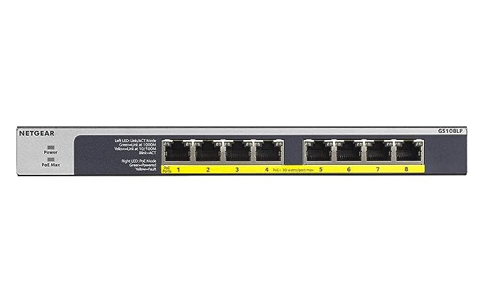 NetGear GS108PE ProSafe Plus Switch 8-Port Gigabit Ethernet Switch with 4-Port PoE
