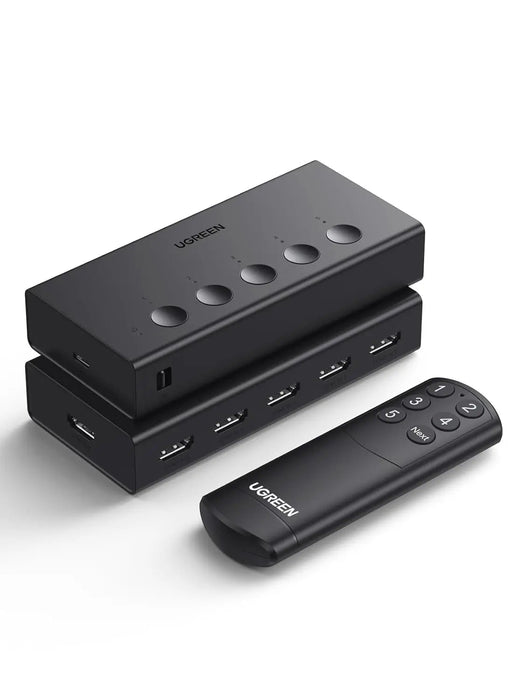 UGREEN HDMI Switch 5 in 1 Out 2.0 4K 60Hz Remote 5 Port Selector 3D CEC HDR HDCP2.2 PS5 PS4 Xbox Fire Stick Black (90512)