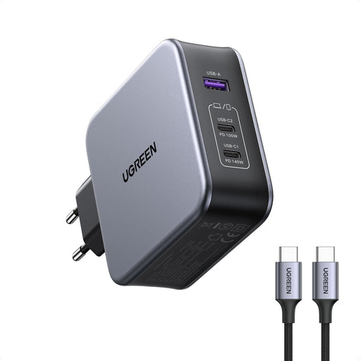 UGREEN 90549 Nexode 140W USB C 3.1 PD GAN 3 Port Charger For Smartphone, MacBoo With 1.5M USB Cable