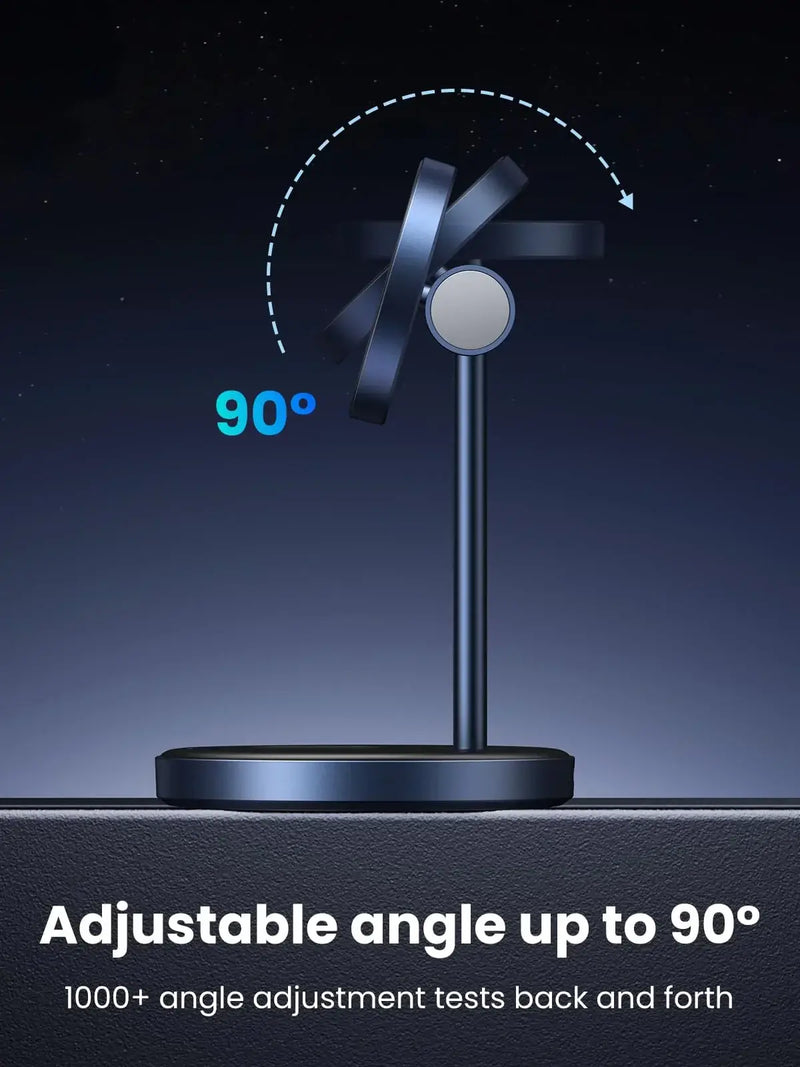 UGREEN MagFlow 90668 2-in-1 magnetic wireless charging stand angle adjustable up to 90 degrees