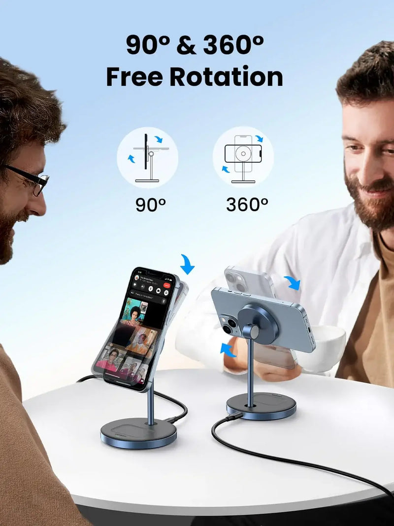 UGREEN MagFlow 90668 2-in-1 magnetic wireless charging stand 90 and 360-degree free rotation