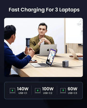 UGREEN Nexode 300W USB-C GaN Charger 5-Port Desktop Station 4 USB-C 1 USB-A MacBook Pro iPhone 15 iPad Steam Deck 90903B Ugreen