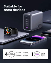 UGREEN Nexode 300W USB-C GaN Charger 5-Port Desktop Station 4 USB-C 1 USB-A MacBook Pro iPhone 15 iPad Steam Deck 90903B Ugreen