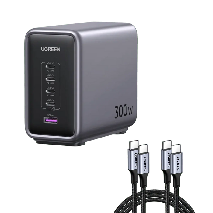 UGREEN Nexode 300W USB-C GaN Charger 5-Port Desktop Station 4 USB-C 1 USB-A MacBook Pro iPhone 15 iPad Steam Deck 90903B