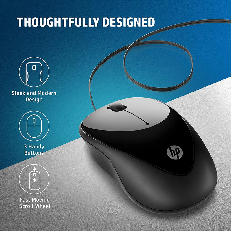HP X1000 Wired USB Mouse With 3 Handy Buttons 3Y Warranty-Black/Grey(Open Box) HP