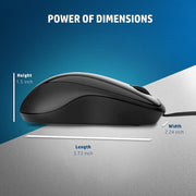 HP X1000 Wired USB Mouse With 3 Handy Buttons 3Y Warranty-Black/Grey(Open Box) HP