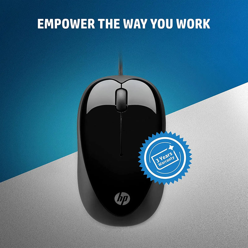 HP X1000 Wired USB Mouse With 3 Handy Buttons 3Y Warranty-Black/Grey(Open Box) HP
