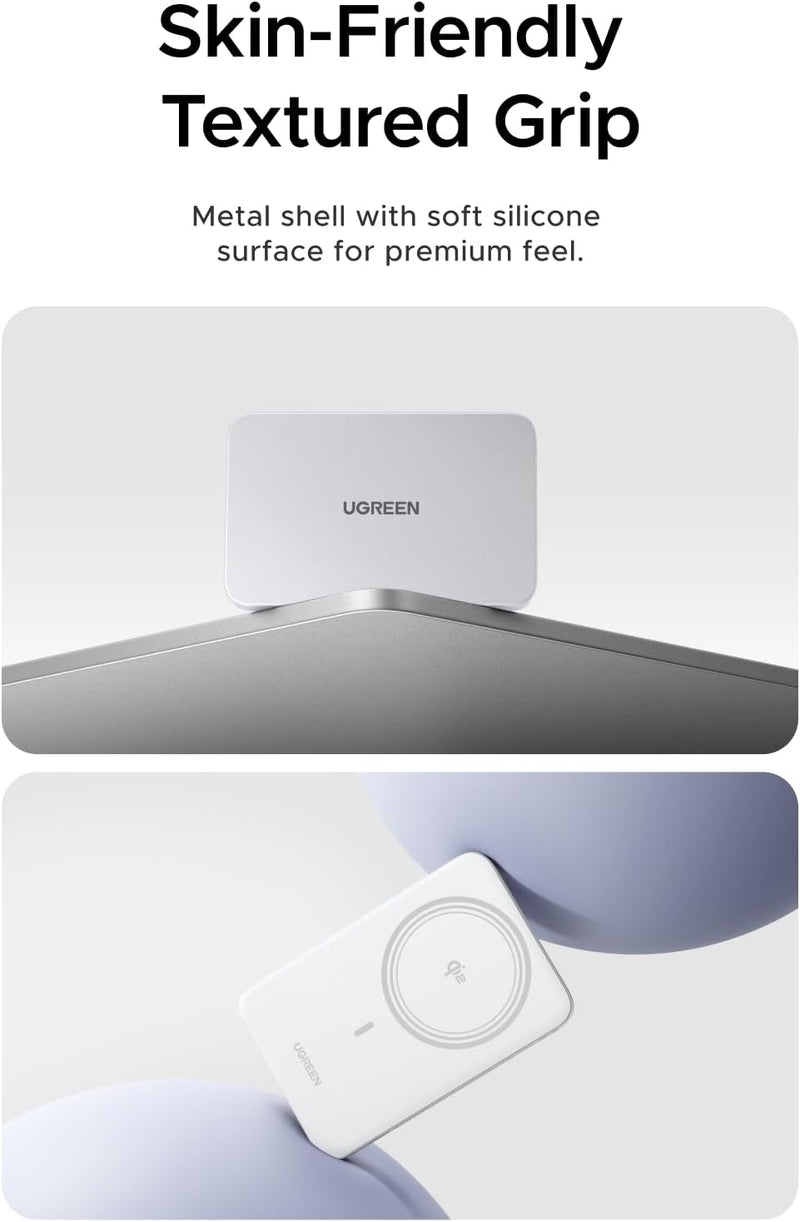 UGREEN MagFlow Air 95931B 5000mAh Qi2 magnetic power bank skin-friendly textured grip