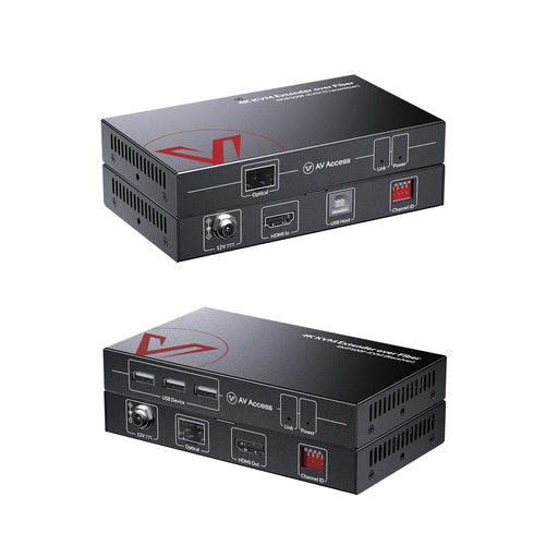 AV Access 4KIP500F-KVM Advanced 4K Fiber KVM Extender over IP, up to 550m/1800ft, Zero Latency, 3xUSB 2.0 Ports, Ideal for Remote PC Control in Server Room AV Access
