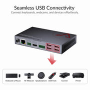 AV Access 8KEX100-KVM Zero-Latency 8K HDMI KVM Extender, HDMI 2.1 & HDCP 2.3, 100m/330ft Over Cat 6/6A/7, 4K/5K Ultrawide Resolution, 4-Port USB 2.0, EDID, PoC & RS-232 AV Access
