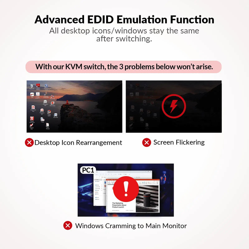 AV Access KD-E10 USB-C KVM Switch 11 In 1 Docking Station for 2 PCs & 2 Monitors, 100W PD for Laptop, EDID Emulation, High Refresh Rates for Home Office & Gaming AV Access
