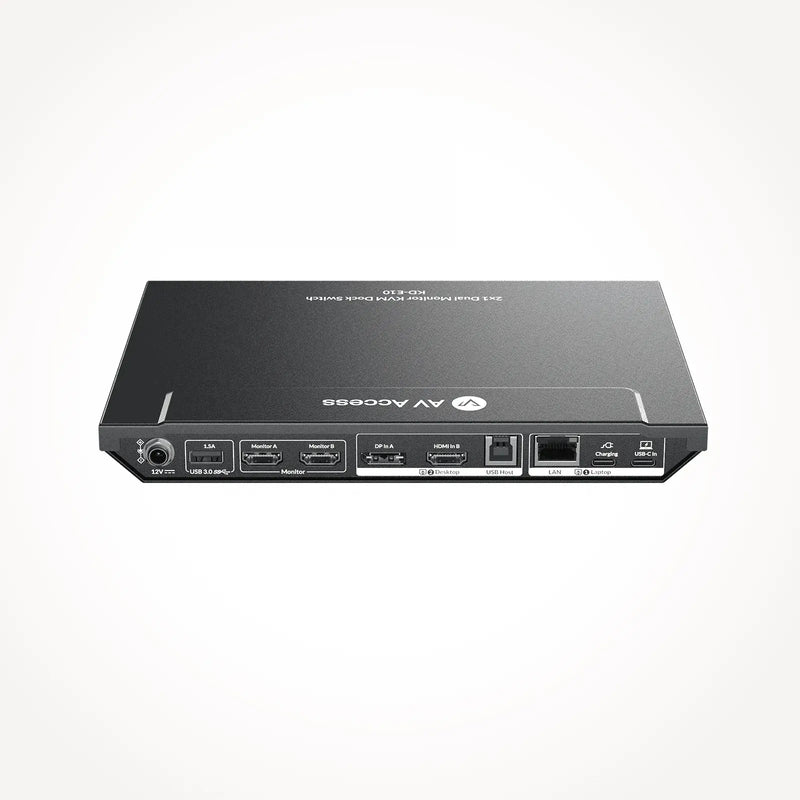 AV Access KD-E10 USB-C KVM Switch 11 In 1 Docking Station for 2 PCs & 2 Monitors, 100W PD for Laptop, EDID Emulation, High Refresh Rates for Home Office & Gaming AV Access
