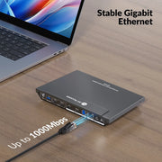 AV Access KD-E10 USB-C KVM Switch 11 In 1 Docking Station for 2 PCs & 2 Monitors, 100W PD for Laptop, EDID Emulation, High Refresh Rates for Home Office & Gaming AV Access