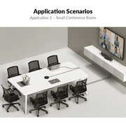 AnyCo V8 All-in-One Video Bar for Video Conferencing w/ 4K AI Tracking Camera, 4-Mic Array, Dual Stereo Speakers, Works with Cascaded Mics for Large Conference Room