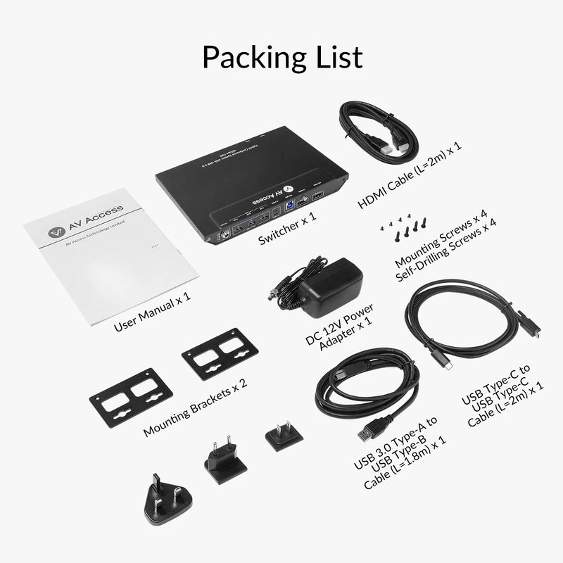 AV Access eShare C30 4K@60Hz Conference Room Docking Station with USB C & HDMI Input, USB 3.0 Hub for Webcam and Speakerphone, BYOM, Plug & Play