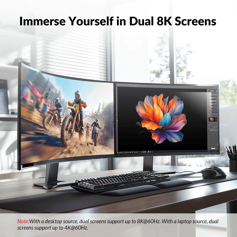 AV Access iDock B10 USB-C KVM Switch 11 in 1 Docking Station for 1 Laptop & 1 Desktop, 8K@60Hz Dual Monitors, 100W Charging, High-Speed USB 3.2, 1G Ethernet AV Access