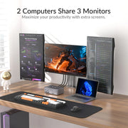 AV Access iDock B23 8K Triple Monitor KVM Docking Station for a Desktop and a Laptop (100W PD), 12-in-1, 8K@60Hz/4K@165Hz/1080P@480Hz