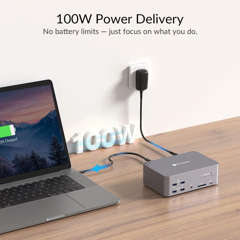 AV Access iDock B23 8K Triple Monitor KVM Docking Station for a Desktop and a Laptop (100W PD), 12-in-1, 8K@60Hz/4K@165Hz/1080P@480Hz