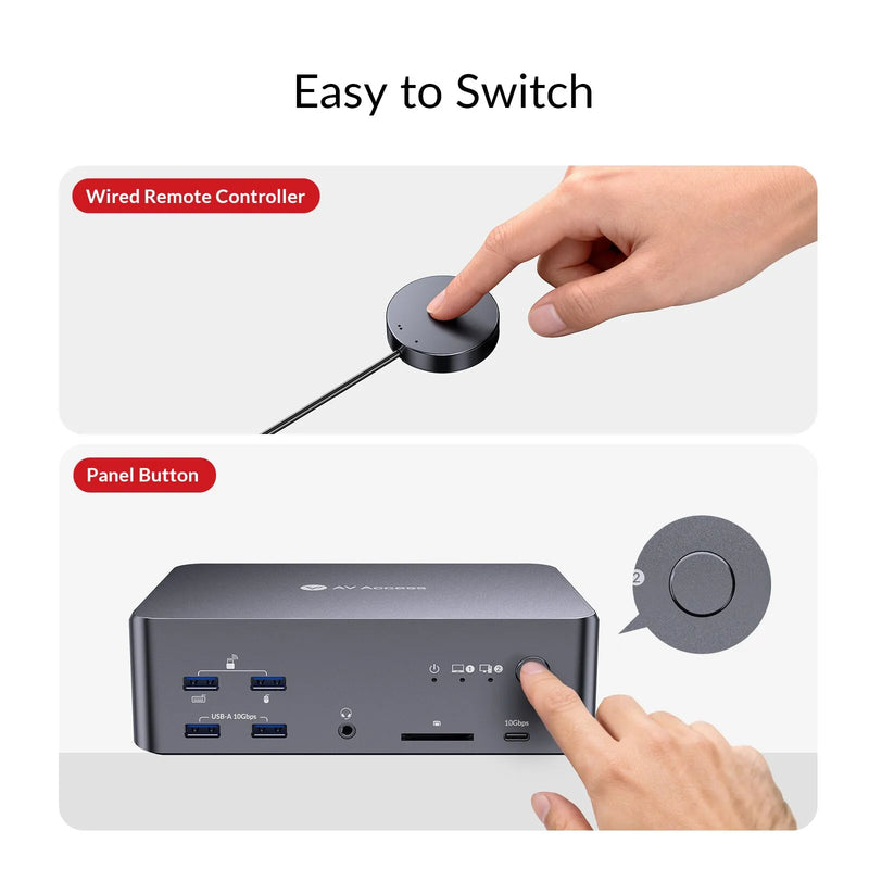AV Access iDock B23 8K Triple Monitor KVM Docking Station for a Desktop and a Laptop (100W PD), 12-in-1, 8K@60Hz/4K@165Hz/1080P@480Hz