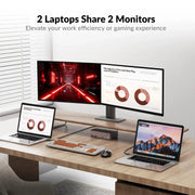 AV Access iDock C20 USB-C KVM Switch 12 In 1 Docking Station for 2 Laptops, 4K Dual Monitor Design, 60W Charging for Each PC, 1G Ethernet, EDID Emulation AV Access