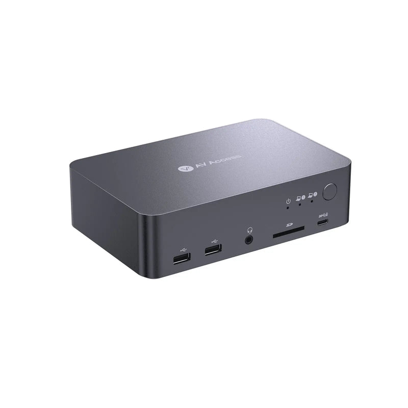 AV Access iDock C20 USB-C KVM Switch 12 In 1 Docking Station for 2 Laptops, 4K Dual Monitor Design, 60W Charging for Each PC, 1G Ethernet, EDID Emulation AV Access