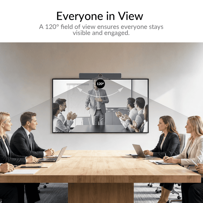 AV Access AnyCo V100 One-Cable BYOM Video Bar – 4K AI Camera, Mics & Speaker, 100W USB-C Charging, for Huddle Rooms