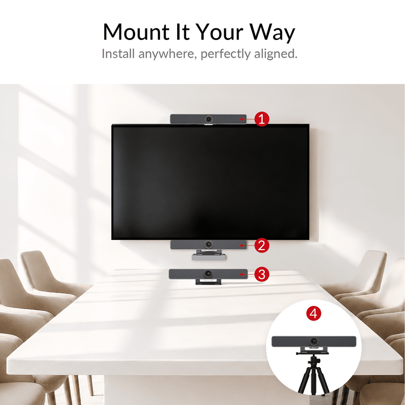 AV Access AnyCo V100 One-Cable BYOM Video Bar – 4K AI Camera, Mics & Speaker, 100W USB-C Charging, for Huddle Rooms