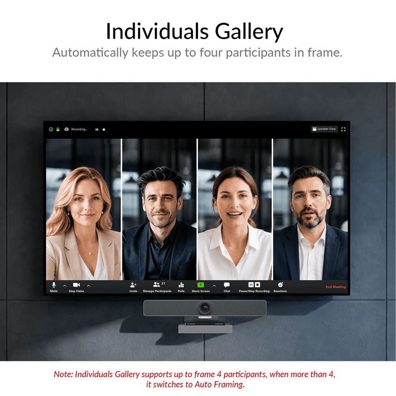 AV Access AnyCo V100 One-Cable BYOM Video Bar – 4K AI Camera, Mics & Speaker, 100W USB-C Charging, for Huddle Rooms