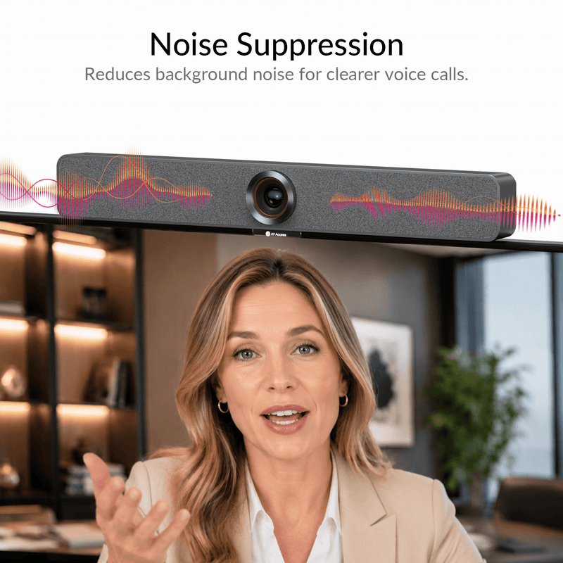 AV Access AnyCo V100 One-Cable BYOM Video Bar – 4K AI Camera, Mics & Speaker, 100W USB-C Charging, for Huddle Rooms