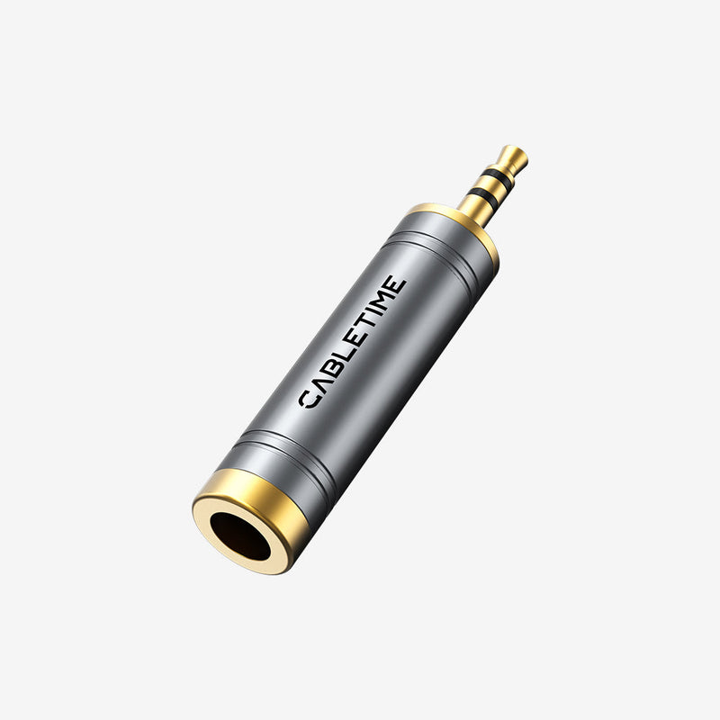 CABLETIME CPA4G 3.5mm male to 6.35mm female TRS stereo adapter CT-3M6F-AG