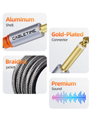 CABLETIME 3.5mm TRS to Dual 6.35mm TS Mono Y-Splitter Audio Cable, 0.5m–5m
