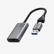 CABLETIME HDMI Capture Card, 4K@30Hz Input / 1080p@60Hz Capture, USB-A + USB-C