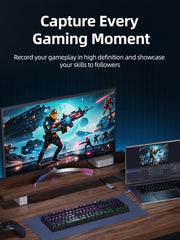 CABLETIME HDMI Capture Card, 4K@30Hz Input / 1080p@60Hz Capture, USB-A + USB-C