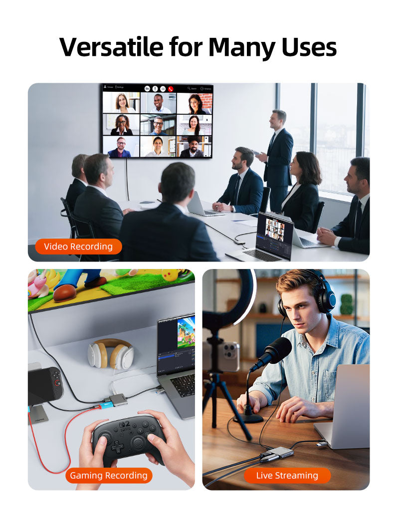 CABLETIME HDMI Capture Card with 4K@30Hz Loop-Out, 1080p@60Hz Capture, Mic & Headphone Ports
